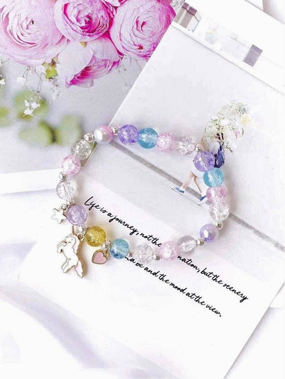Dreamy - Bracelet de Perles avec Pendentif Licorne