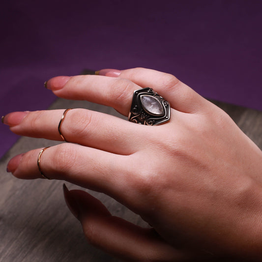 Arianne – Bague Authentique Pierre de Lune & Argent