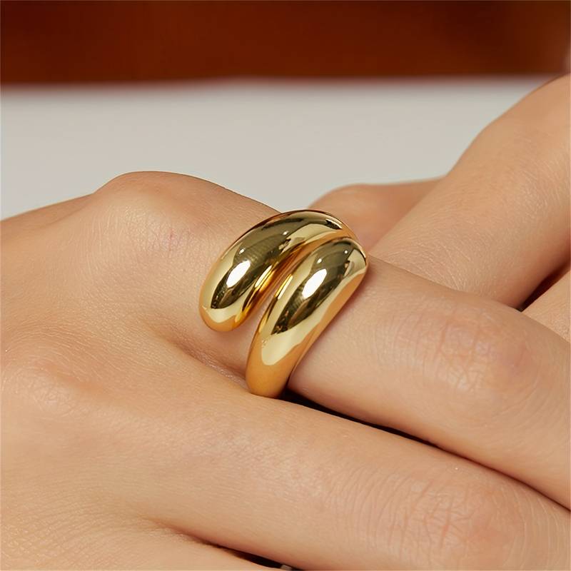 Bague Goutte d'Eau - Anneau Enveloppant Minimaliste