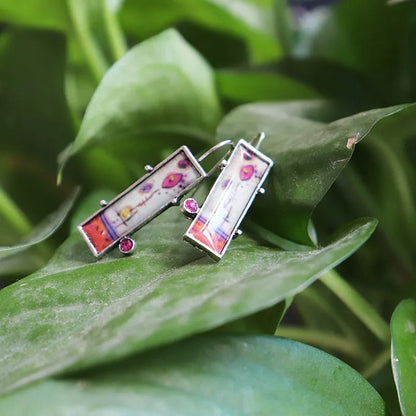 Elowen – Boucles d’oreilles vintage avec breloques en émail
