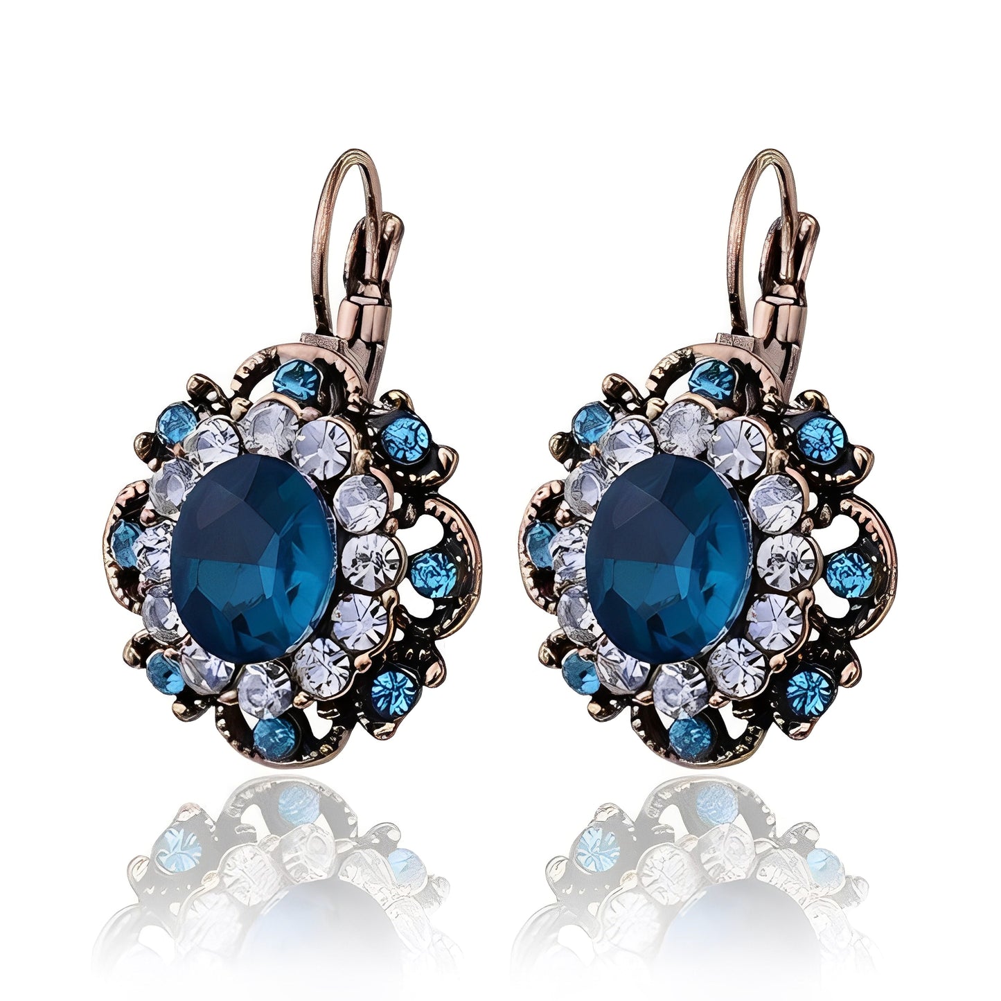 Katie – Boucles Pendantes Cristal & Saphir