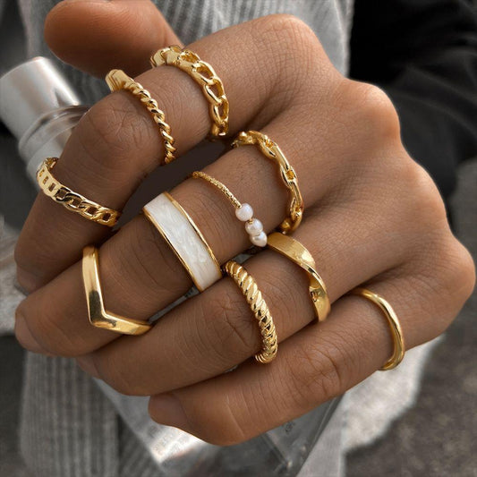 10 pièces bagues mode - Bagues tendance à assortir et mélanger
