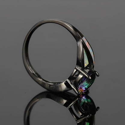 Mirella – Bague Arc-en-Ciel en Opale et Topaze