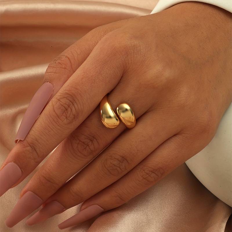 Bague Goutte d'Eau - Anneau Enveloppant Minimaliste