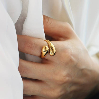 Bague Goutte d'Eau - Anneau Enveloppant Minimaliste