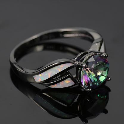 Mirella – Bague Arc-en-Ciel en Opale et Topaze