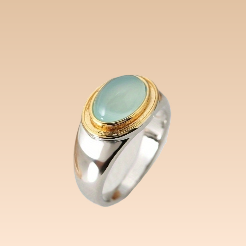 Mira – Bague Vintage en Pierre de Lune Verte