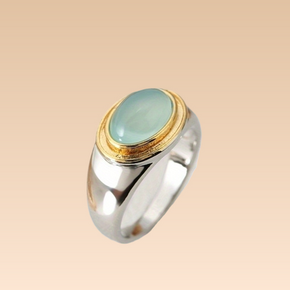 Mira – Bague Vintage en Pierre de Lune Verte