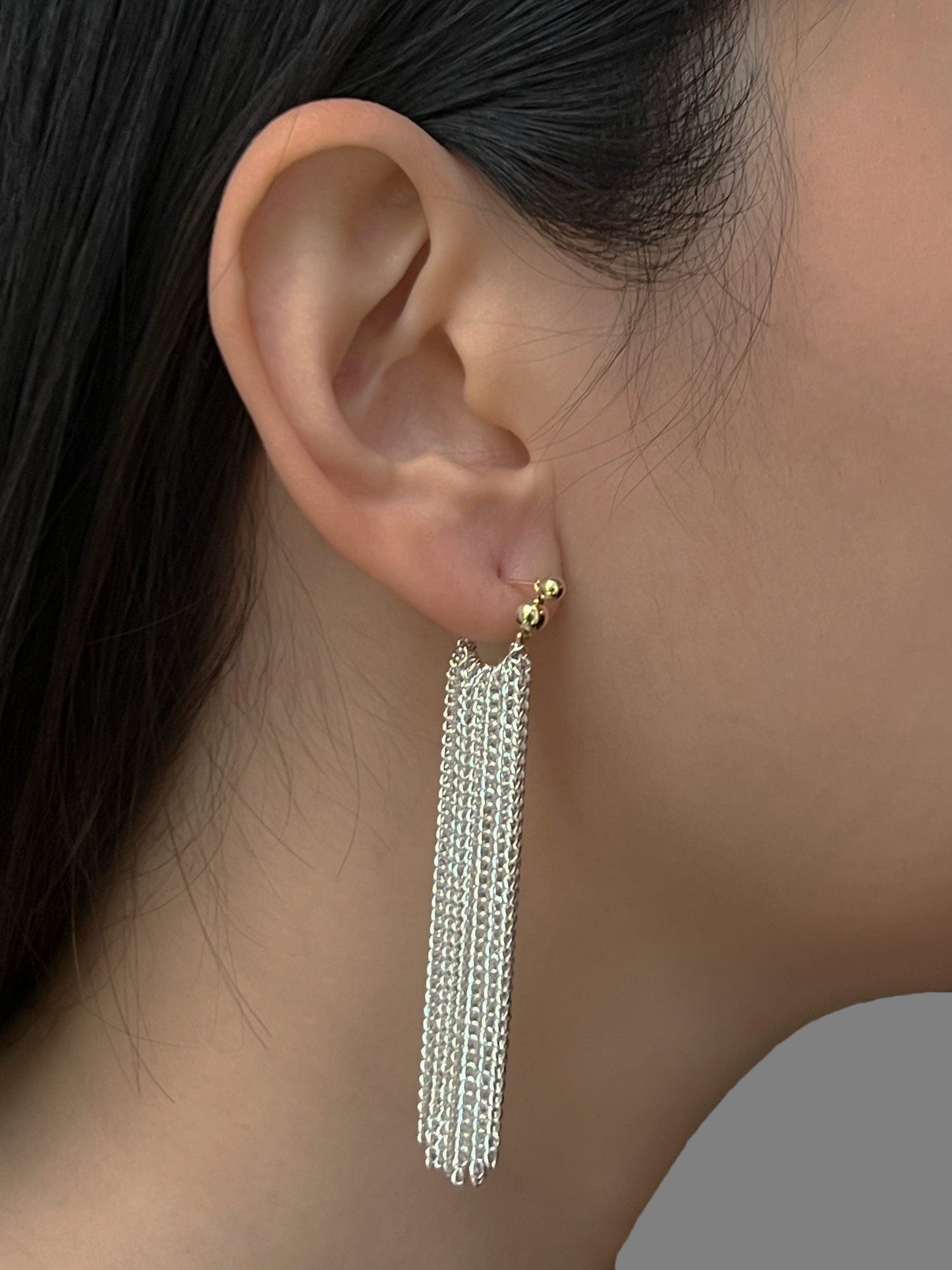 Nora -Longues boucles d'oreilles à chaînes fluides en argent