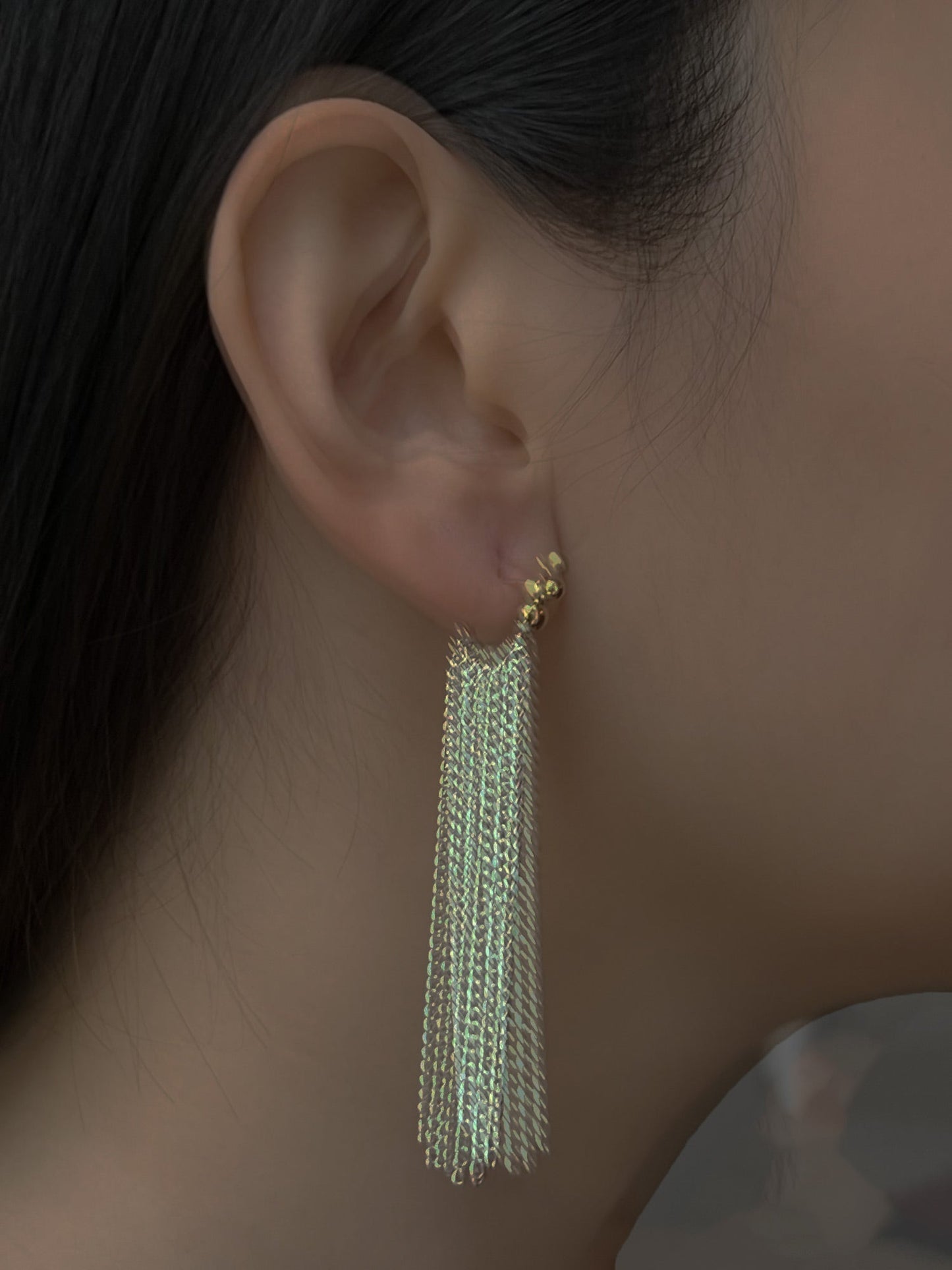 Nora -Longues boucles d'oreilles à chaînes fluides en argent