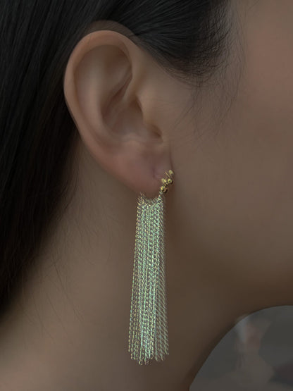 Nora -Longues boucles d'oreilles à chaînes fluides en argent