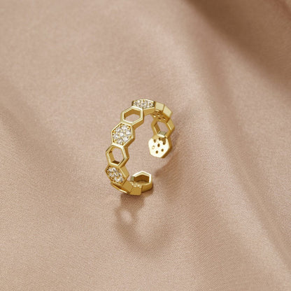 Melina – Bague Rayons de Miel en Or et Cristal