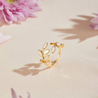 Ysolde – Bague Feuille Dorée