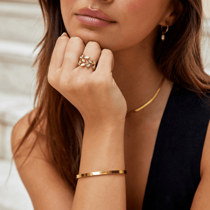 Ysolde – Bague Feuille Dorée