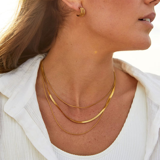 Agot – Collier Chaîne Doré Multi-Couches