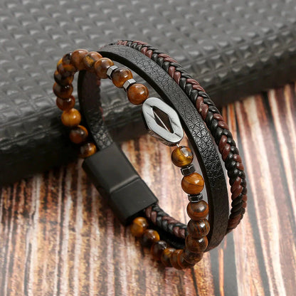 Kaelen – Bracelet Cuir & Œil de Tigre Protecteur