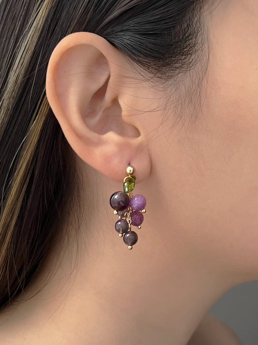 Pluma - Boucles d'oreilles en grappes avec pierres naturelles