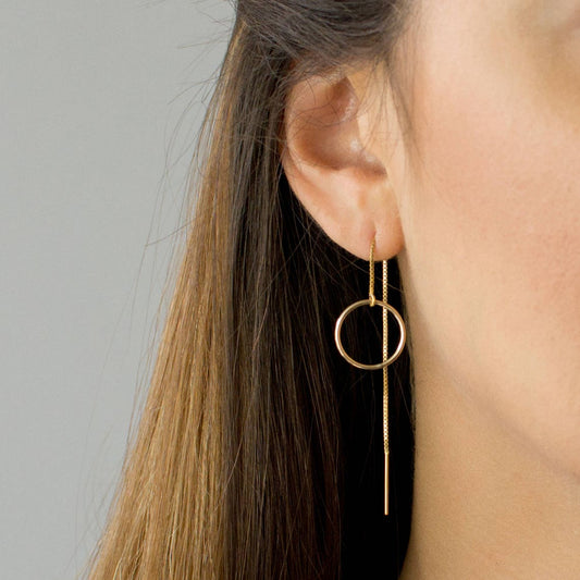 Boucles d'oreilles en fil rond - Boucles d'oreilles pendantes longues