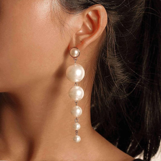 Boucles d'oreilles en perles en cascade - Boucles d'oreilles longues en perles