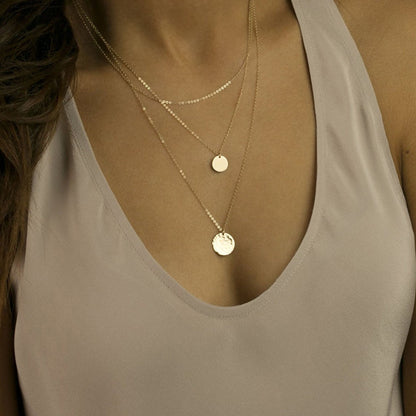 Set de pendentifs ronds - Collier à 3 couches avec disques