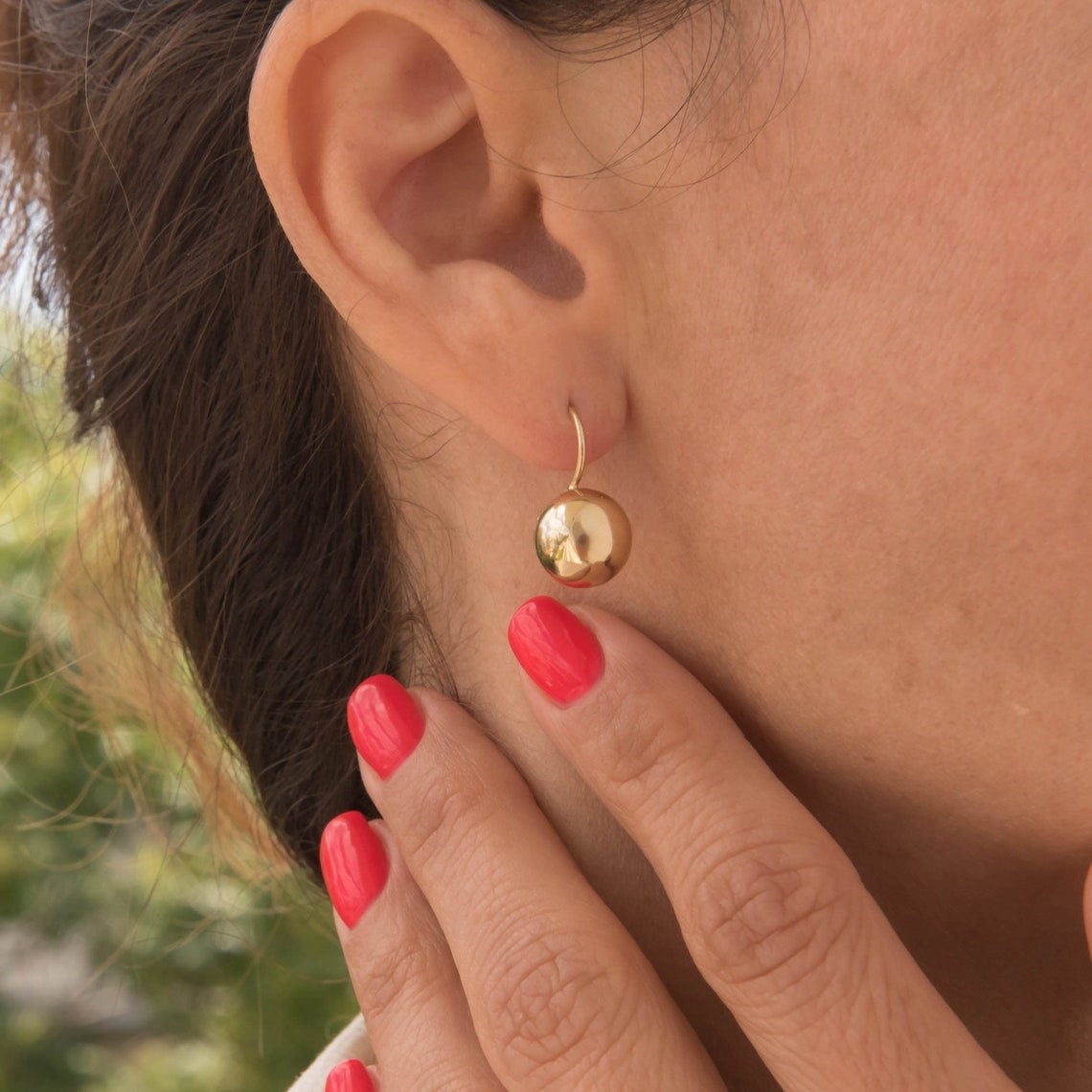 Boucles d'oreilles à boules - Crochets d'oreilles ronds brillants