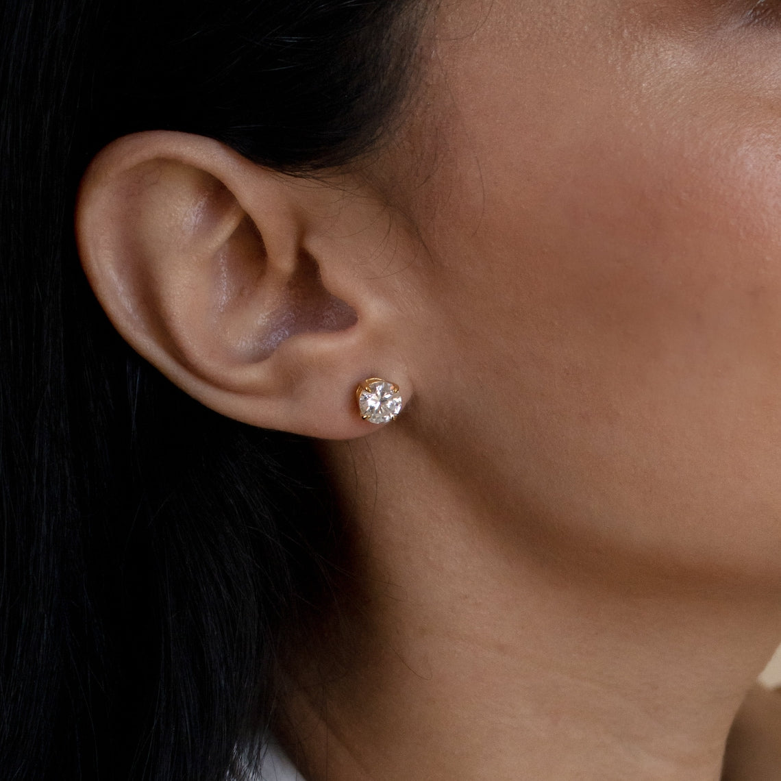 Clous d'oreilles en diamant classiques - Boucles d'oreilles avec pierre ronde