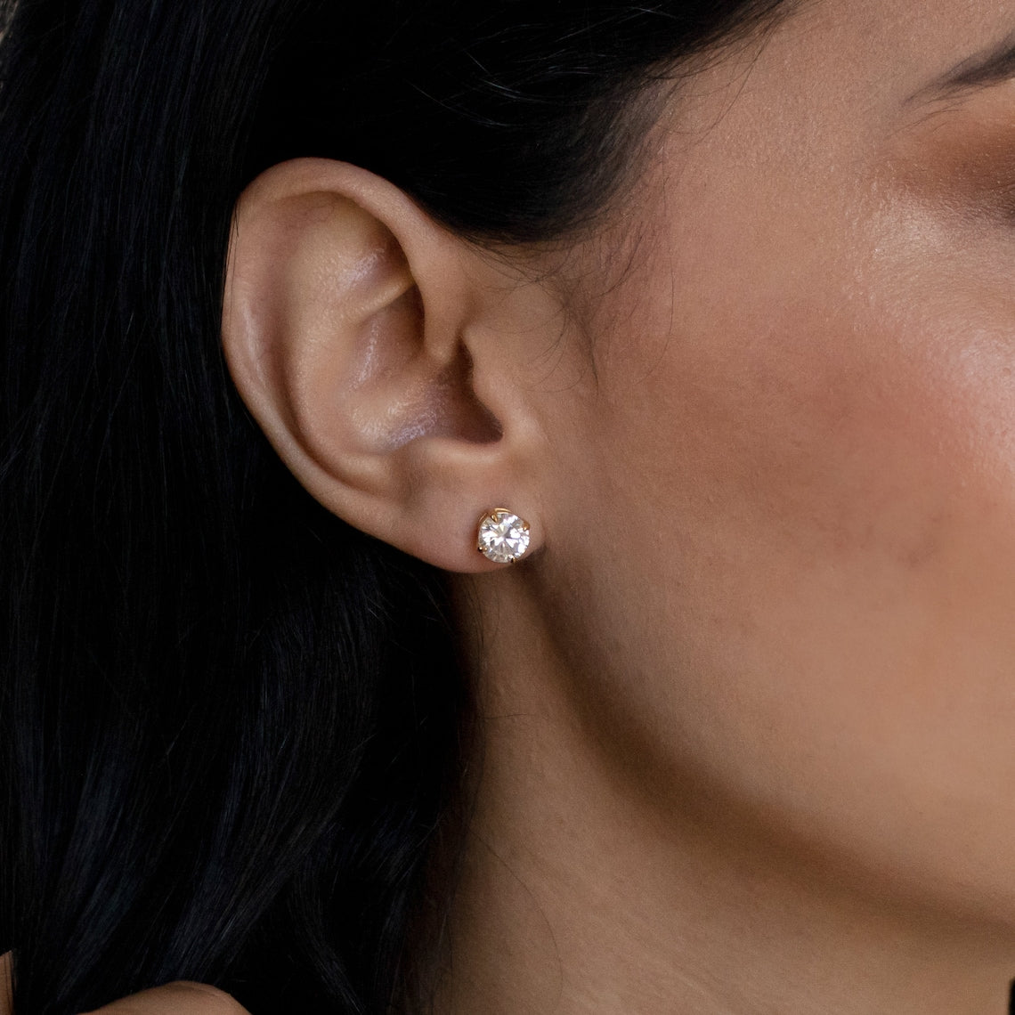 Clous d'oreilles en diamant classiques - Boucles d'oreilles avec pierre ronde