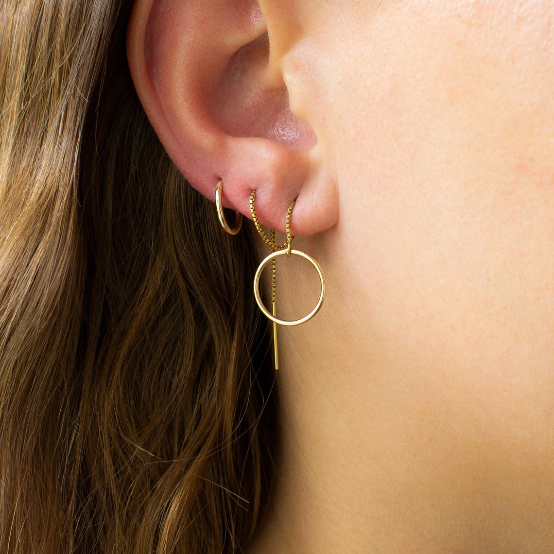 Boucles d'oreilles en fil rond - Boucles d'oreilles pendantes longues