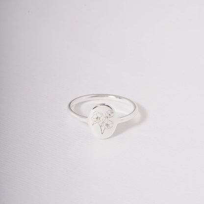 Anneau Fleur de Naissance - Bague délicate personnalisée
