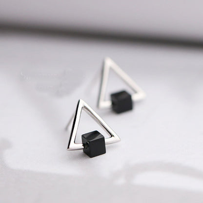Géométriques Triangles - Boucles d'oreilles Cube Noir
