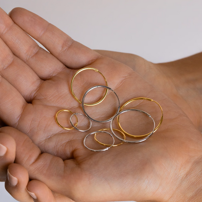 Créoles légères - Boucles d'oreilles en or et argent (ensemble de 4)