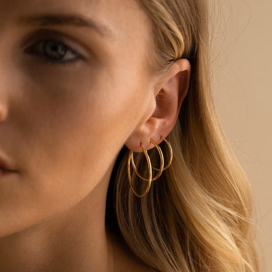 Créoles légères - Boucles d'oreilles en or et argent (ensemble de 4)