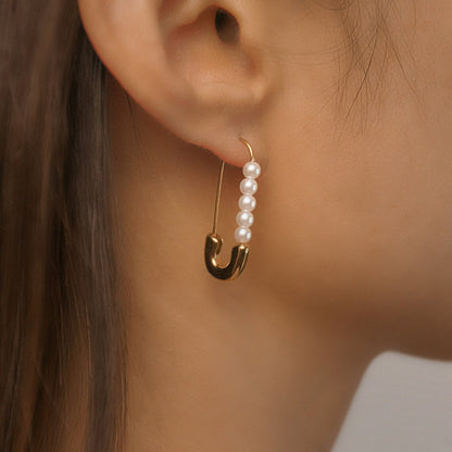 Boucles d'oreilles épingles de sûreté - Boucles d'oreilles délicates avec perles fraîches