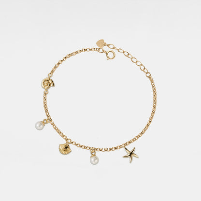 Bracelet Charm Coquillage et Étoile de Mer
