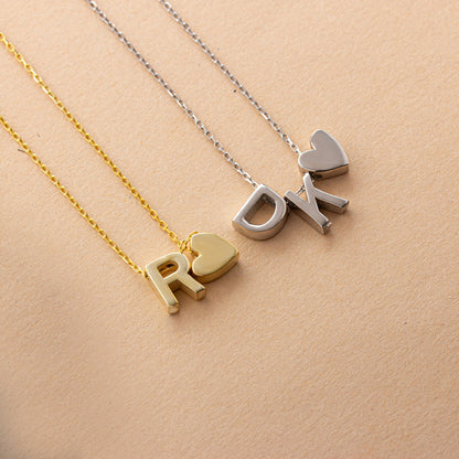 Collier avec initiale en forme de cœur - Pendentif cœur personnalisé