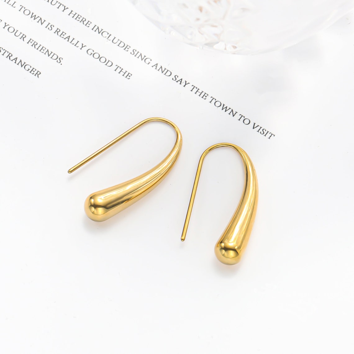 Gouttes d'eau - Boucles d'oreilles à crochets français