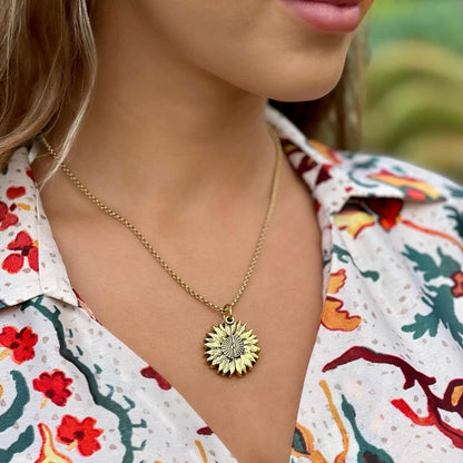 Tu es mon rayon de soleil - Collier avec pendentif tournesol