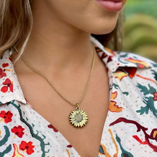 Tu es mon rayon de soleil - Collier avec pendentif tournesol