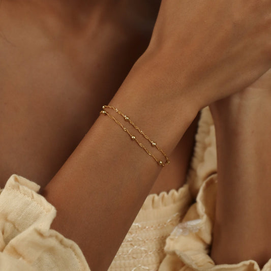 Bracelet à double chaîne Ripple Bead - Bracelet superposé