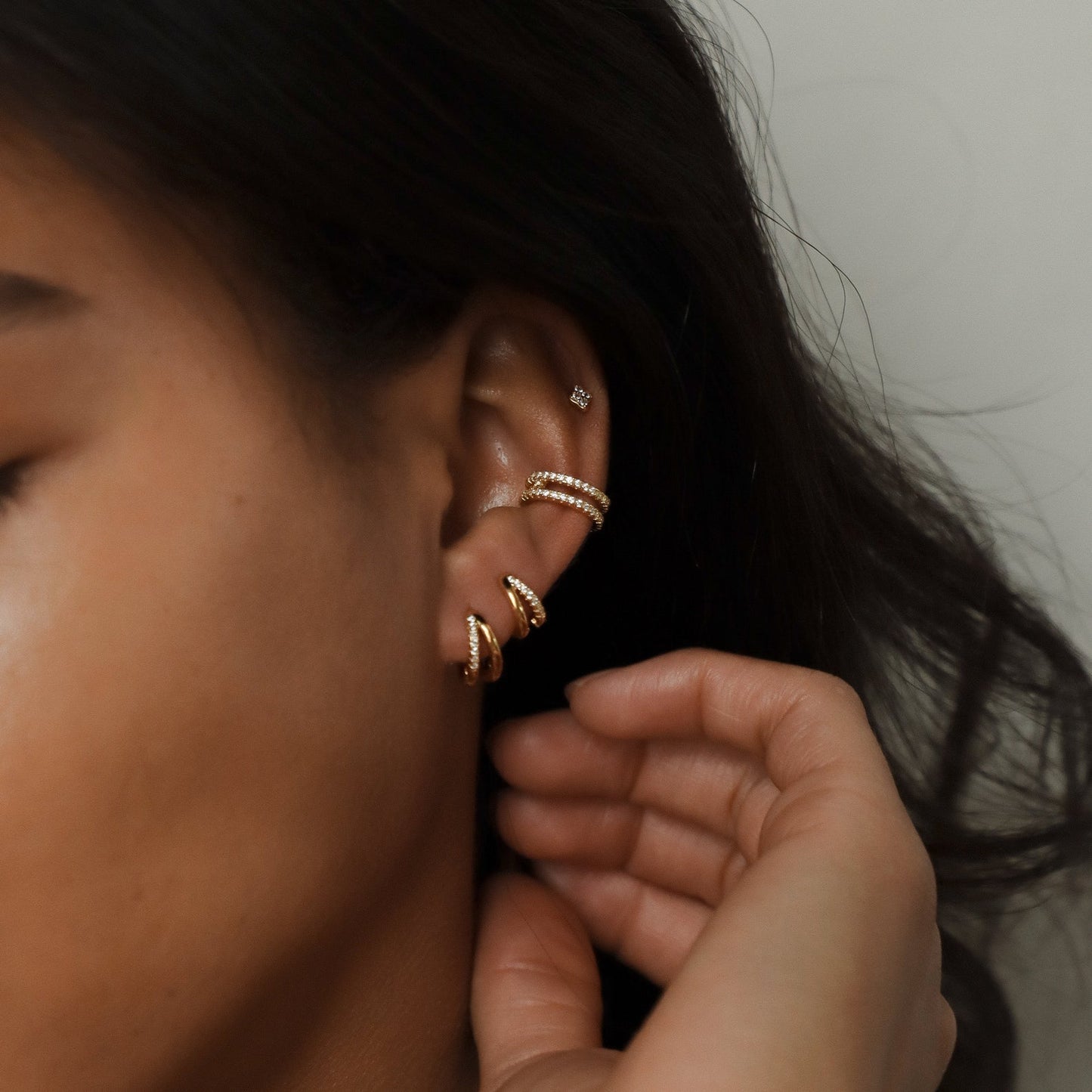 Duo Huggies - Boucles d’oreilles duo en zirconium