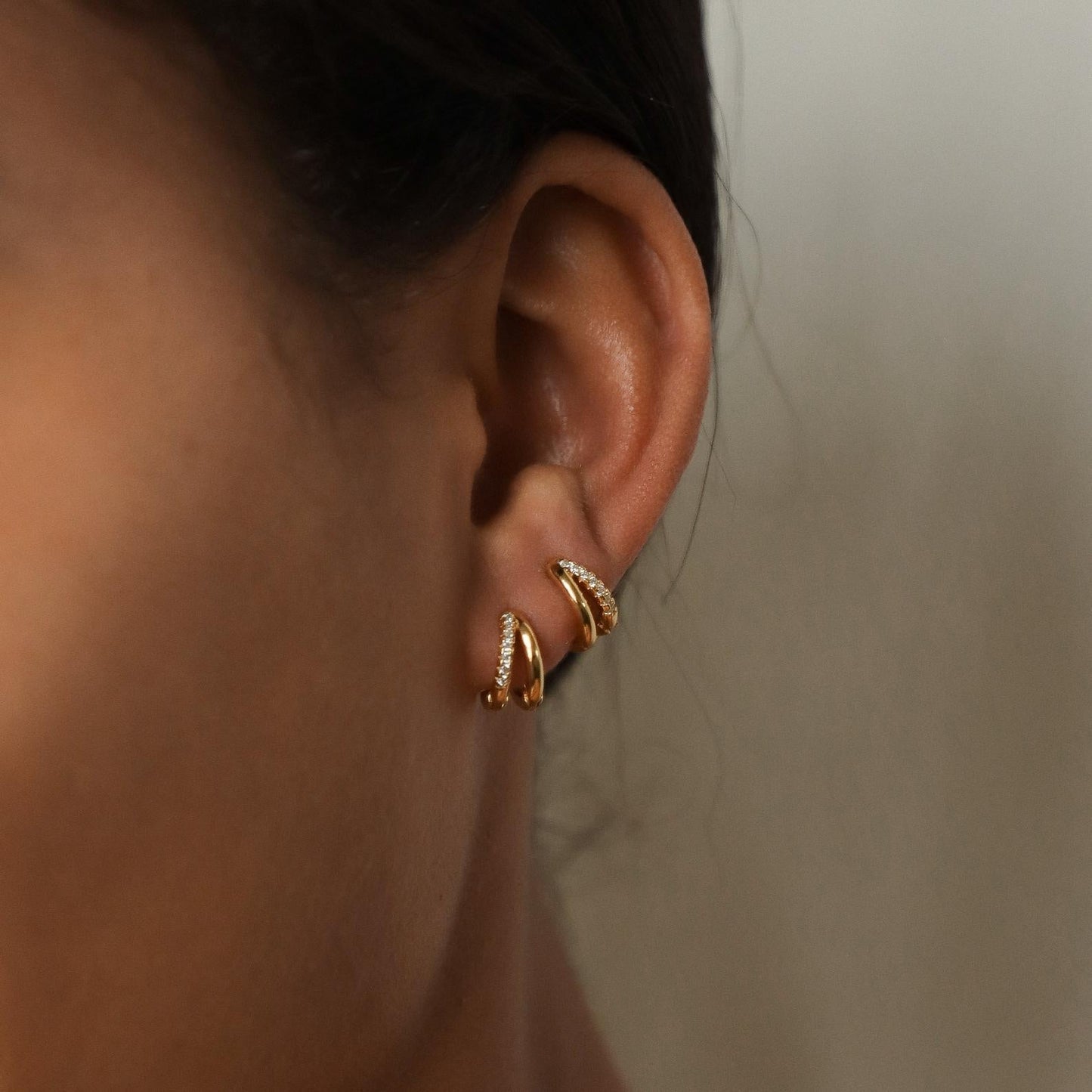 Duo Huggies - Boucles d’oreilles duo en zirconium