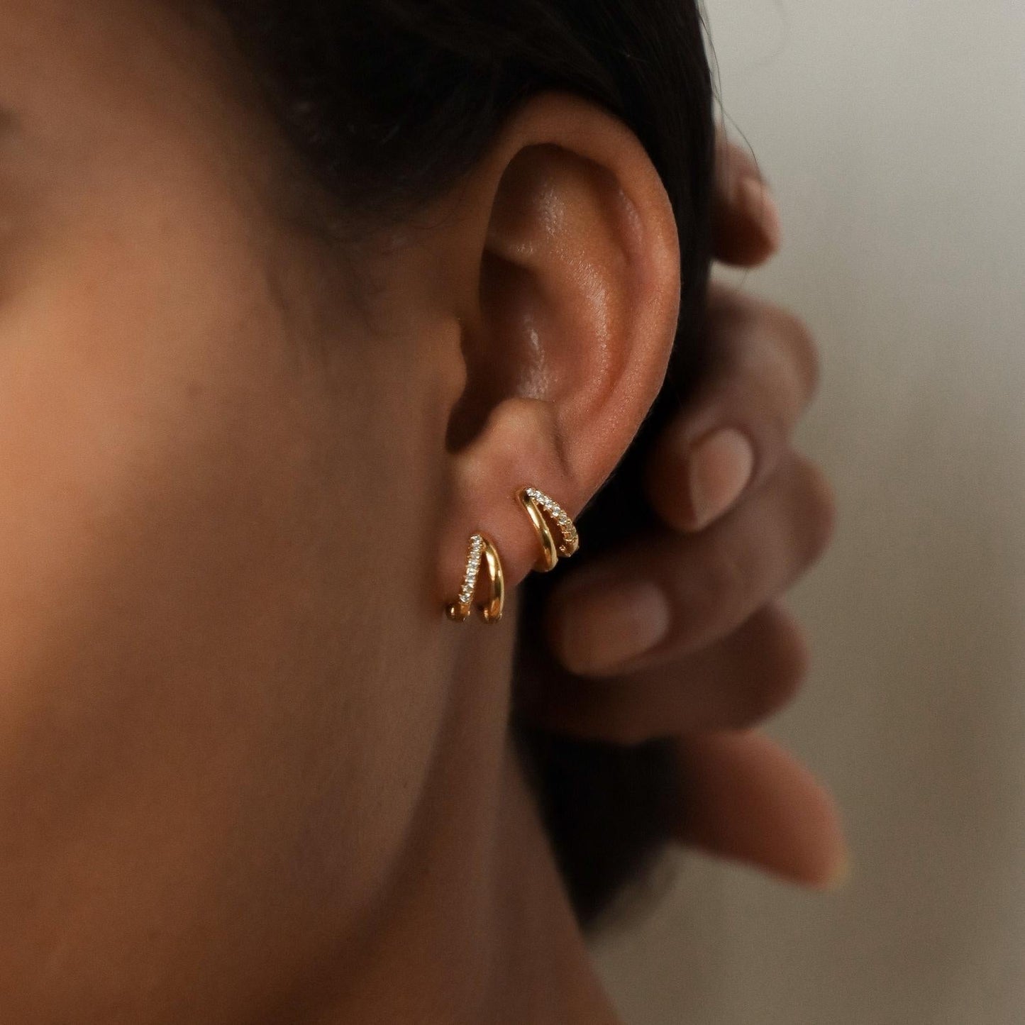 Duo Huggies - Boucles d’oreilles duo en zirconium