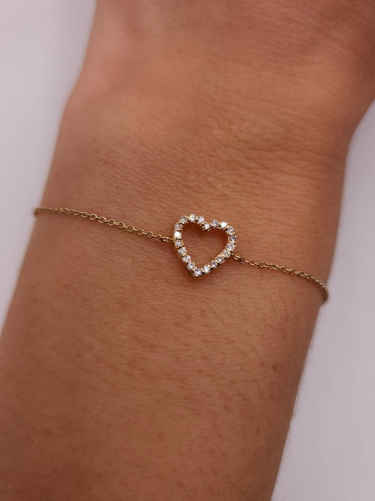 Bracelet en or avec cœur ouvert