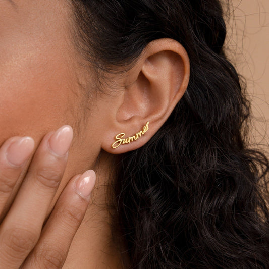 Boucles d'oreilles personnalisées avec nom - Boucles d'oreilles minimalistes