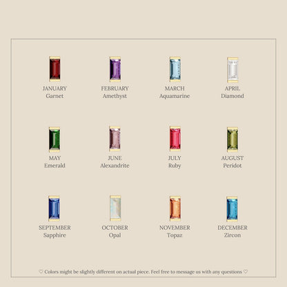 Créoles Baguette Pierre de Naissance – Boucles d’oreilles Huggies avec Pierre de Naissance