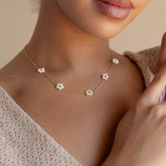 Collier Marguerite en Perles - Fleurs en Perles