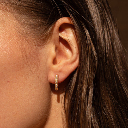 Perles ornées Boucles d'oreilles - Boucles d'oreilles Huggies perles