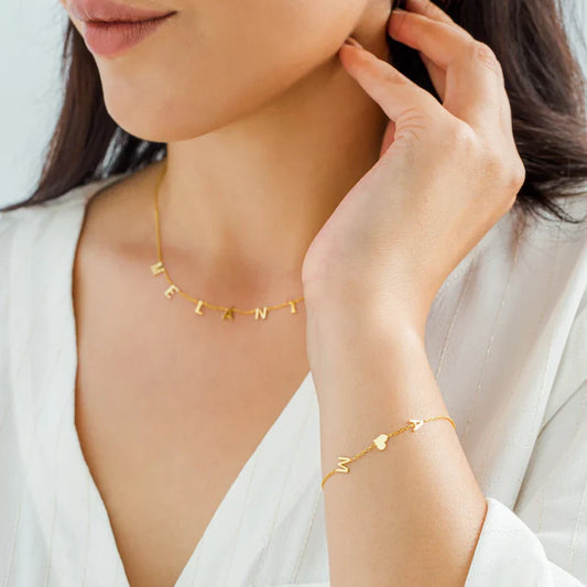 Double Initial Heart Bracelet - Double Love Heart Bracelet pour elle