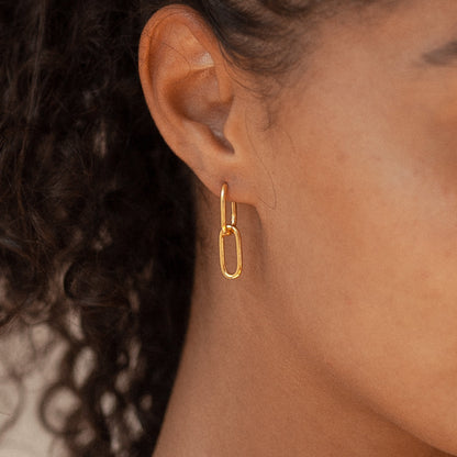 Boucles d'oreilles à maillons - Boucles d'oreilles pendantes à deux maillons