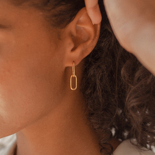 Boucles d'oreilles à maillons - Boucles d'oreilles pendantes à deux maillons
